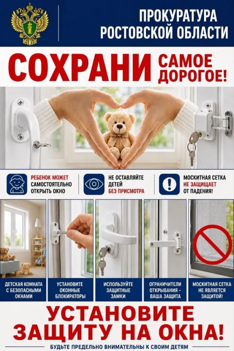 Памятка прокуратуры Ростовской области о защите детей от выпадения из окон